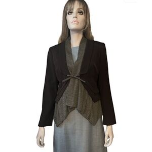 Bianca Nygard Layered Rayon Blend Peplum Blazer Jacket Asymmetrical Petite